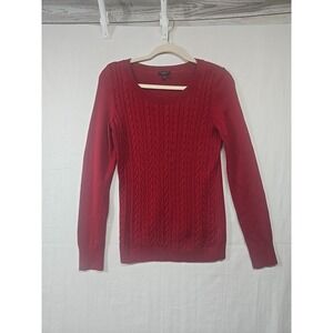 Talbots Wool Blend Sweater Women's Small Cable Knit Red Pullover‎ Long Sleeves